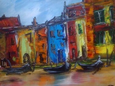 Painting titled "Canal" by Patrice Brunet, Original Artwork, Oil