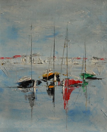 Painting titled "Au vieux port" by Patrice Butel, Original Artwork, Oil