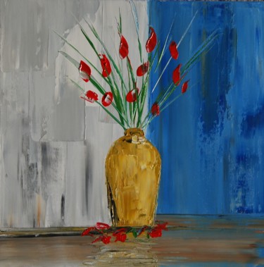 Pintura intitulada "Bouquet de fleurs N…" por Patrice Butel, Obras de arte originais, Óleo