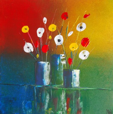 Peinture intitulée "Bouquet de fleurs n…" par Patrice Butel, Œuvre d'art originale, Acrylique Monté sur Châssis en bois