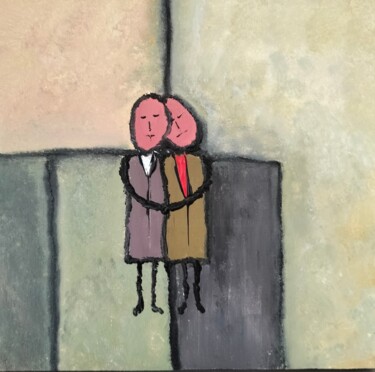 Painting titled "Love naïf" by Patrice Butel, Original Artwork, Acrylic Mounted on Wood Stretcher frame