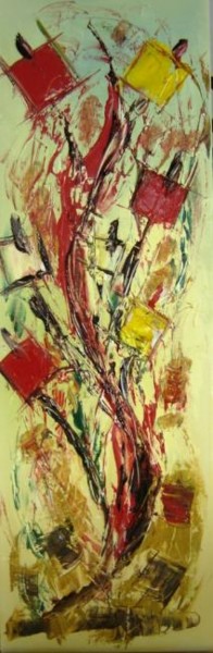 Painting titled "Artifice Flowers" by Patrice Butel, Original Artwork, Oil