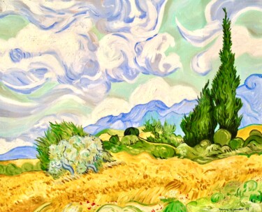Malarstwo zatytułowany „Van Gogh - Champs d…” autorstwa Patrice Le Houedec, Oryginalna praca, Olej