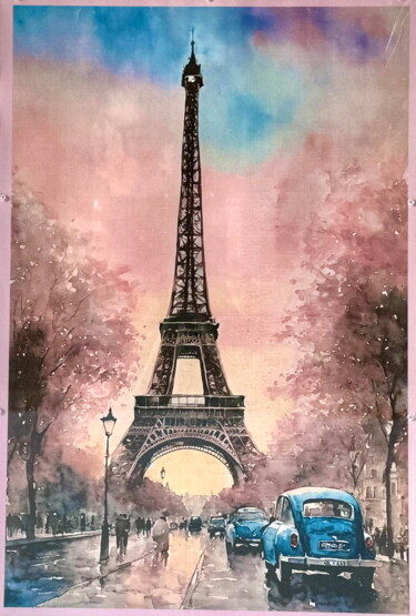Tekening getiteld "La Tour Eiffel (Ele…" door Patrice Le Houedec, Origineel Kunstwerk, AI gegenereerde afbeelding