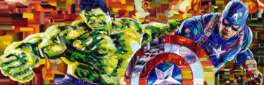 Arts numériques intitulée "hulk-et-captain-ame…" par Patrice Maestri, Œuvre d'art originale