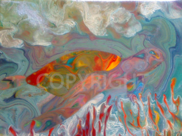 Peinture intitulée "tortue de mer aux y…" par Patrice Maestri, Œuvre d'art originale, Huile
