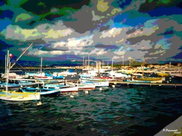 Digital Arts titled "Port de Sanary-sur-…" by Patrice Preveirault, Original Artwork, Digital Painting