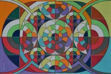 绘画 标题为“Mandala Mosaïque (l…” 由Patrice Preveirault, 原创艺术品, 粉彩
