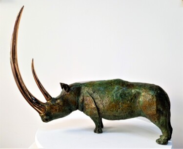 Escultura titulada "Rhino G     sur dem…" por Bueno Patrice, Obra de arte original, Bronce