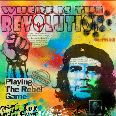 Painting titled "playing the rebel g…" by Patrice Chambrier, Original Artwork, Stencil