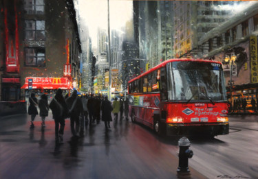 Schilderij getiteld "New York sightseeing" door Patrice Larue, Origineel Kunstwerk, Olie