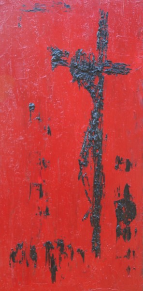 Peinture intitulée "crucifixion" par Patrice Poidevin, Œuvre d'art originale, Huile