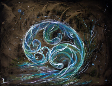 Malerei mit dem Titel "Ammonite, l'âme de…" von Patricia Blondel, Original-Kunstwerk, Acryl Auf Holzplatte montiert