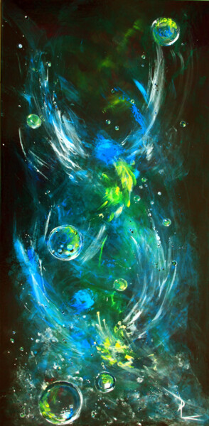 Painting titled "bruissements d'ailes" by Patricia Blondel, Original Artwork, Acrylic Mounted on Wood Stretcher frame