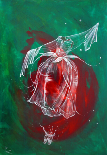 Картина под названием "rose chic" - Patricia Blondel, Подлинное произведение искусства, Акрил Установлен на Деревянная панель