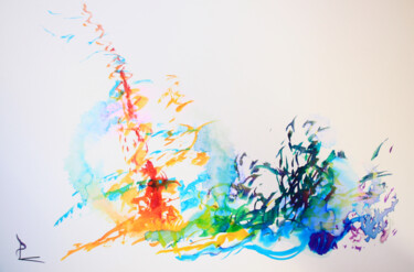 Malerei mit dem Titel "éveil de la couleur" von Patricia Blondel, Original-Kunstwerk, Tinte