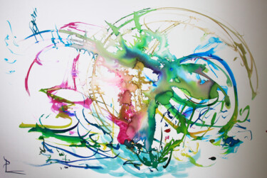 Peinture intitulée "joie et plénitude" par Patricia Blondel, Œuvre d'art originale, Encre