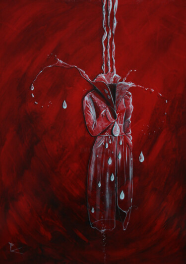 Peinture intitulée "pluie haute couture" par Patricia Blondel, Œuvre d'art originale, Acrylique Monté sur Panneau de bois