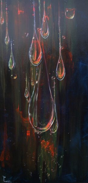 Painting titled "pluie d'amour" by Patricia Blondel, Original Artwork, Acrylic Mounted on Wood Stretcher frame