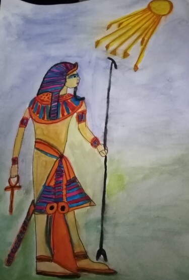 Ζωγραφική με τίτλο "Arte egipcio" από Patricia Brown (Artedibujopbrown), Αυθεντικά έργα τέχνης, Ακουαρέλα