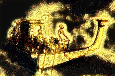 Digitale Kunst mit dem Titel "Navegando" von Patricia Brown (Artedibujopbrown), Original-Kunstwerk, KI-generiertes Bild