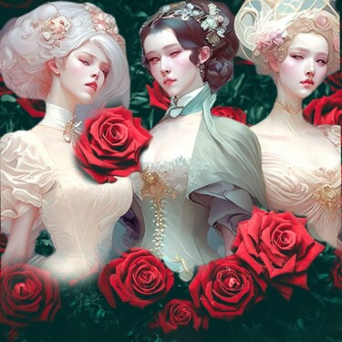 Arte digital titulada "3 lady" por Patricia Brown (Artedibujopbrown), Obra de arte original, Imagen generada por IA