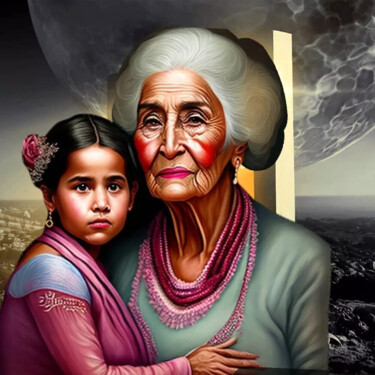 Arts numériques intitulée "Ñieta y Abuela" par Patricia Brown (Artedibujopbrown), Œuvre d'art originale, Image générée par l…