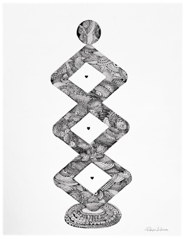 Dibujo titulada "Equilíbrio" por Patrícia Calmon, Obra de arte original, Pluma de gel