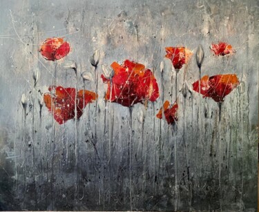 Painting titled "AMAPOLAS" by Patricia Casanova, Original Artwork, Oil