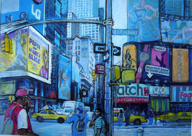「Busy Broadway New Y…」というタイトルの描画 Patricia Clements Artによって, オリジナルのアートワーク, パステル