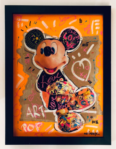 Painting titled "MICKEY STAR" by Patricia Ducept (Art'Mony), Original Artwork, Collages