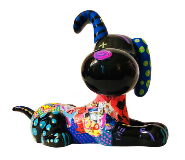 Sculpture intitulée "Funny dog" par Patricia Ducept (Art'Mony), Œuvre d'art originale, Acrylique
