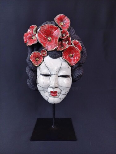 Sculpture titled "Misaki" by Patricia Grenier, Original Artwork, Clay Mounted on Metal