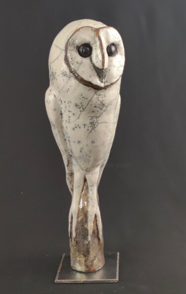 Rzeźba zatytułowany „chouette effraie su…” autorstwa Patricia Grenier, Oryginalna praca, Ceramika