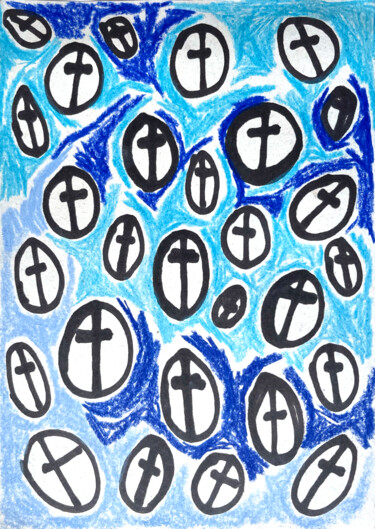 Dibujo titulada "Croix grecque" por Patricia Lardé, Obra de arte original, Pastel
