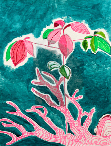 Malerei mit dem Titel "Avocat rose" von Patricia Lardé, Original-Kunstwerk, Marker