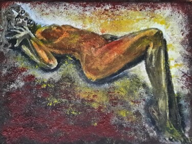 Painting titled "Désir" by Patricia M. Le Démon Du Crayon, Original Artwork, Acrylic Mounted on Wood Stretcher frame