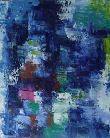 Картина под названием "Tela azul abstrato" - Patricia Olìveira, Подлинное произведение искусства, Акрил