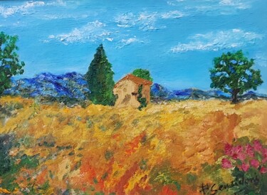 Painting titled "L'été en Provence" by Patricia Sensidoni, Original Artwork, Oil