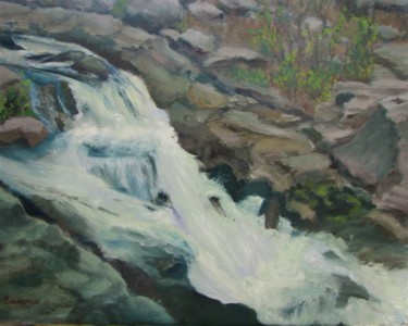 Painting titled "Rushing Water at th…" by Patricia Barone, Original Artwork, Oil