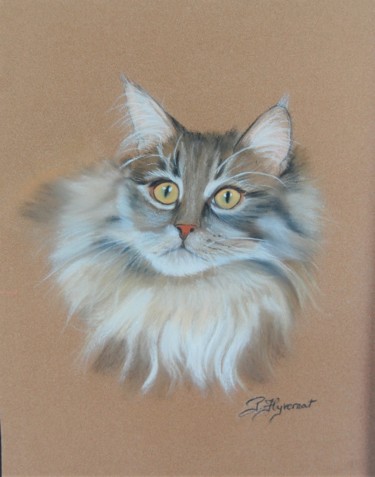 Dessin intitulée "Michka le norvégien…" par Patricia Hyvernat, Œuvre d'art originale, Pastel