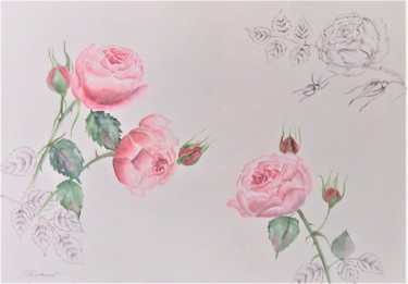 绘画 标题为“roses anglaises du…” 由Patricia Hyvernat, 原创艺术品, 水彩