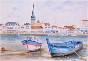 Peinture intitulée "Port de Saint Gille…" par Patricia Hyvernat, Œuvre d'art originale, Aquarelle