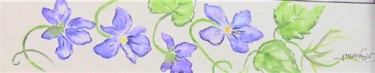 Ζωγραφική με τίτλο "violettes - marque…" από Patricia Hyvernat, Αυθεντικά έργα τέχνης, Ακουαρέλα