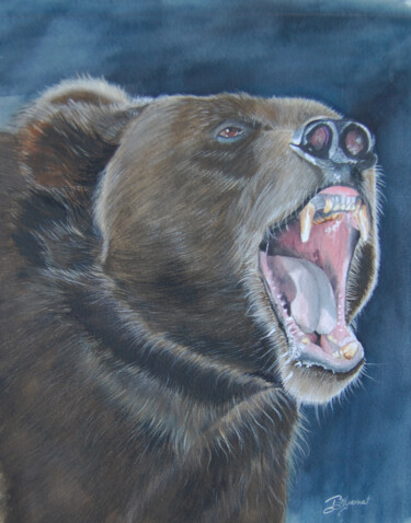 Peinture intitulée "l'ours brun - aquar…" par Patricia Hyvernat, Œuvre d'art originale, Aquarelle