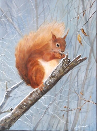 Peinture intitulée "écureuil roux en hi…" par Patricia Hyvernat, Œuvre d'art originale, Acrylique