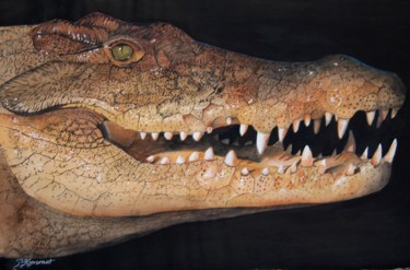 Painting titled "crocodile du Nil -a…" by Patricia Hyvernat, Original Artwork, Watercolor