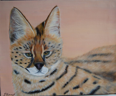 Peinture intitulée "serval -  acrylique…" par Patricia Hyvernat, Œuvre d'art originale, Acrylique Monté sur Châssis en bois