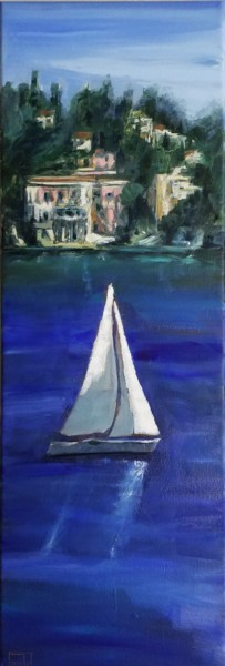 Painting titled "Voilier à Villefran…" by Patricia Lejeune, Original Artwork, Oil