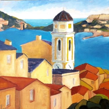 Peinture intitulée "Villefranche, Saint…" par Patricia Lejeune, Œuvre d'art originale, Huile